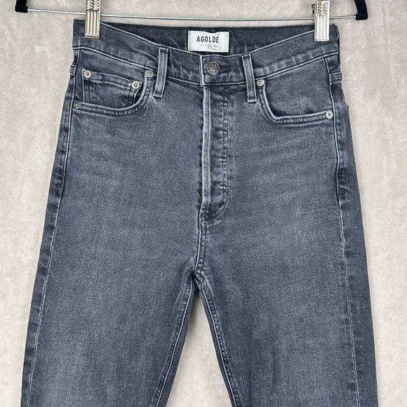 Agolde Jeans Womens 25 Black Nico High Rise Button Fly Stretch Skinny Denim - Picture 2 of 15